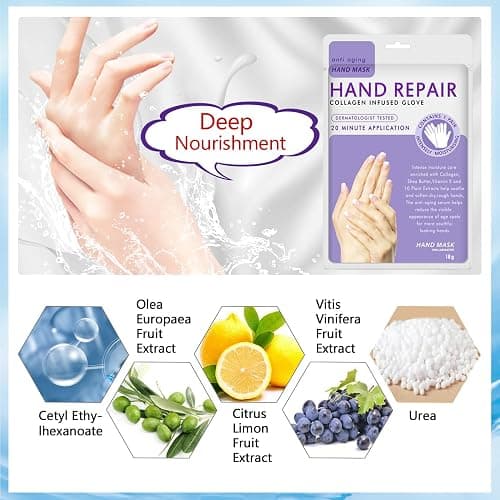 Liefiet Hand Peel Mask Moisturizing Gloves 5Pack, Hydrating Hand Masks Repair Dry Cracked Hands, Skin Moisturizer for Soft and Smooth Touch thumbnail 6