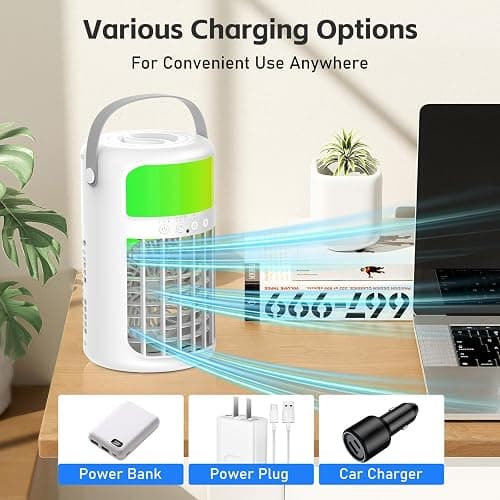 Portable Air Conditioner, 2025 Upgraded 4-IN-1 Ultra-Quiet Design Portable AC Unit with 2 Cool Mist & Speeds1500ml Remote Control Air Conditioner Evaporative for Home,Office,Bedroom, Camping thumbnail 8