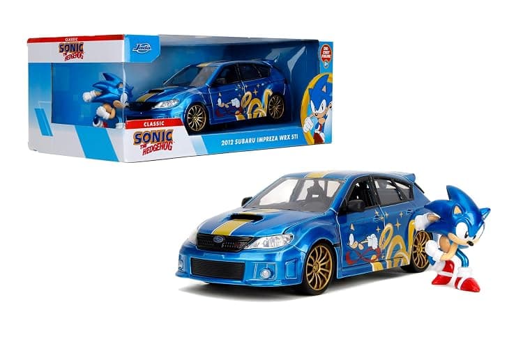 Jada Sonic The Hedgehog 1:24 2012 Subaru Impreza WRX STI Die-cast Car & Sonic Figure, Toys for Kids and Adults - Image 1