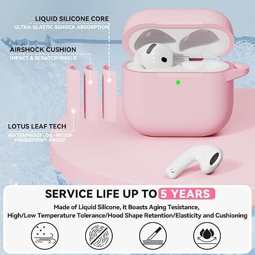 for AirPods 4 Case, TNSNK Soft Silicone Airpod 4 Case with Cleaner Kit and Keychain, Pink Case Cover for Women Girly Compatible with Apple Airpods 4th Gen 2024, Anti-Scratch, Drop Protection thumbnail 3