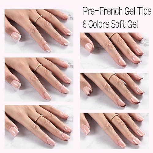 Jsiallye French Tip Press on Nails, 180Pcs Short Square Matte, 6 Shades | Pre-shaped Series, Salon Grade Natural Look, 4 Weeks Wear, Easy Application for Women & Beginners, 15 Szies, Nail Tips Only thumbnail 2