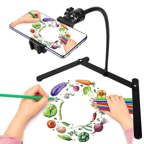 KAVAVO Adjustable Gooseneck Cellphone Holder,Overhead Phone Mount,Table Top Teaching Online Stand for Live Streaming and Online Video and Food Crafting Demo Drawing Sketching Recording. - Image 1