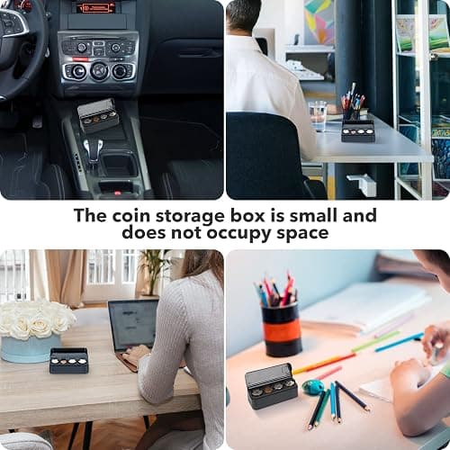 SINGARO Coin Holder for Car, Coin Change Organizer Compatible with Coins of Different Sizes, Dash-Mounted Holder Suitable for Most Cars, Trucks(Black) thumbnail 6