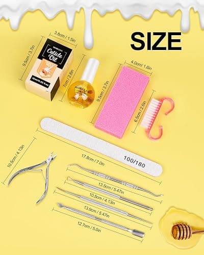 MORGLES Nail File and Buffer Blocks with Nail Care Kit, 13 Pcs Manicure Kit for Women with Milk and Honey Cuticle Oil and Cuticle Trimmer Set thumbnail 7