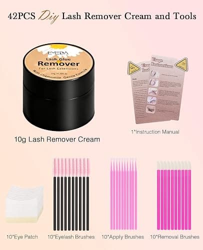 EMEDA Eyelashes Extension Remover 10g, Lash Extension Remover for Individual Lashes with Chamomile Gentle Formula, 0.35oz Professional Removal Cream Kits with Tools (02) thumbnail 2