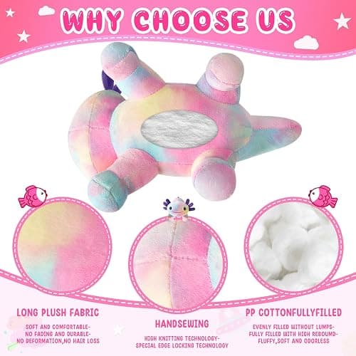 REUCLOTHIM Axolotl Plush Toy,Soft Cute Axolotl Stuffed Animal Plushies,Axolotl Stuffed Animal Toy for Kids, Cute Plushies Axolotl Pillow Doll.Multicolored thumbnail 4