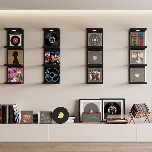 LitaEther Versatile 4 Tier Wall Shelf Unit,Black Lack Wall Shelf,Display Floating Shelf with LED Remote Control Light thumbnail 8