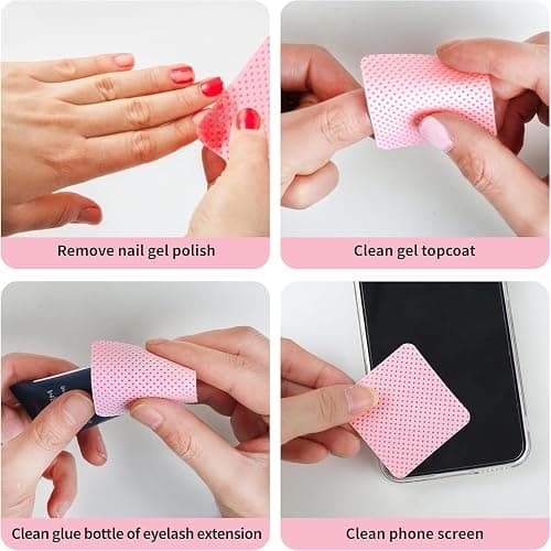 800 PCS Lint Free Nail Wipes,Non-Woven Fabric Nail Cleaning Pads Lash Extensions Glue Cleaning Wipes,accompanied by 1 Empty Pump-Style Bottle Dispenser Nail Care Set (Pink (800pcs)) thumbnail 4