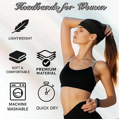 25 Pack Headbands for Women 25 Colors Head Bands for Women's Hair, Non Slip Stretchy Elastic Headbands for Yoga Running Gym thumbnail 4