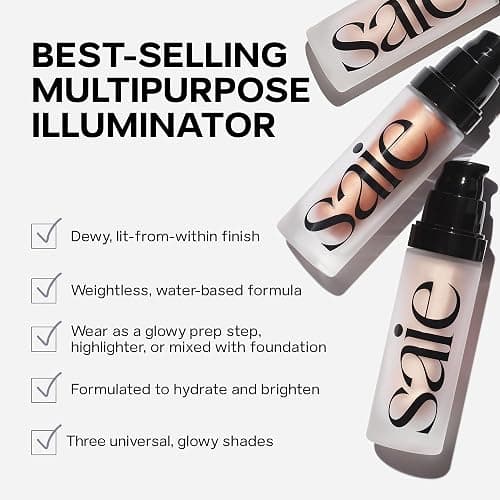 Saie Mini Glowy Super Gel Lightweight Illuminator - Luminizer + Makeup Primer for Glowing Skin - Enriched with Vitamin C + Hydrating Squalane Oil - Roseglow (0.5 oz) thumbnail 8