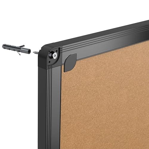 VIZ-PRO Cork Notice Board, 36 X 24 Inches, Cork Bulletin Board with Black Aluminium Frame thumbnail 5