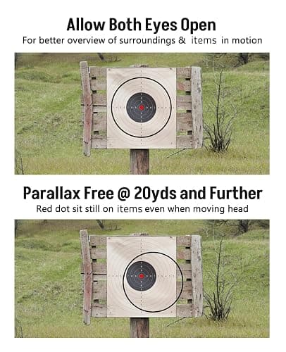 MidTen 2MOA Red Dot Sight 1x25mm Reflex Sight Waterproof & Shockproof & Fog-Proof Red Dot Scope with 1 inch Riser Mount thumbnail 7