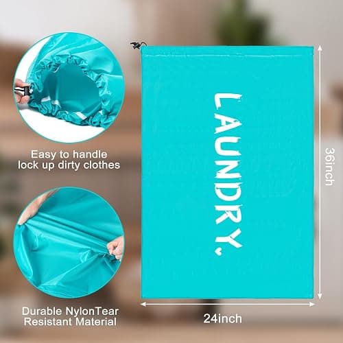 4 Pack Travel Laundry Bag,24" x 36", Extra Large Dirty Clothes Organizer | Machine Washable with Drawstring, Holds 3-4 Loads of Laundry,Fit a Laundry Hamper or Basket Travel Essentials thumbnail 2