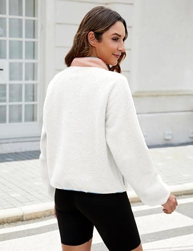 AMEBELLE Women’s Lightweight Fleece Pullover Jacket Cropped Fall Winter Fuzzy Sherpa Jacket Sweatshirt Coat with Pockets thumbnail 6