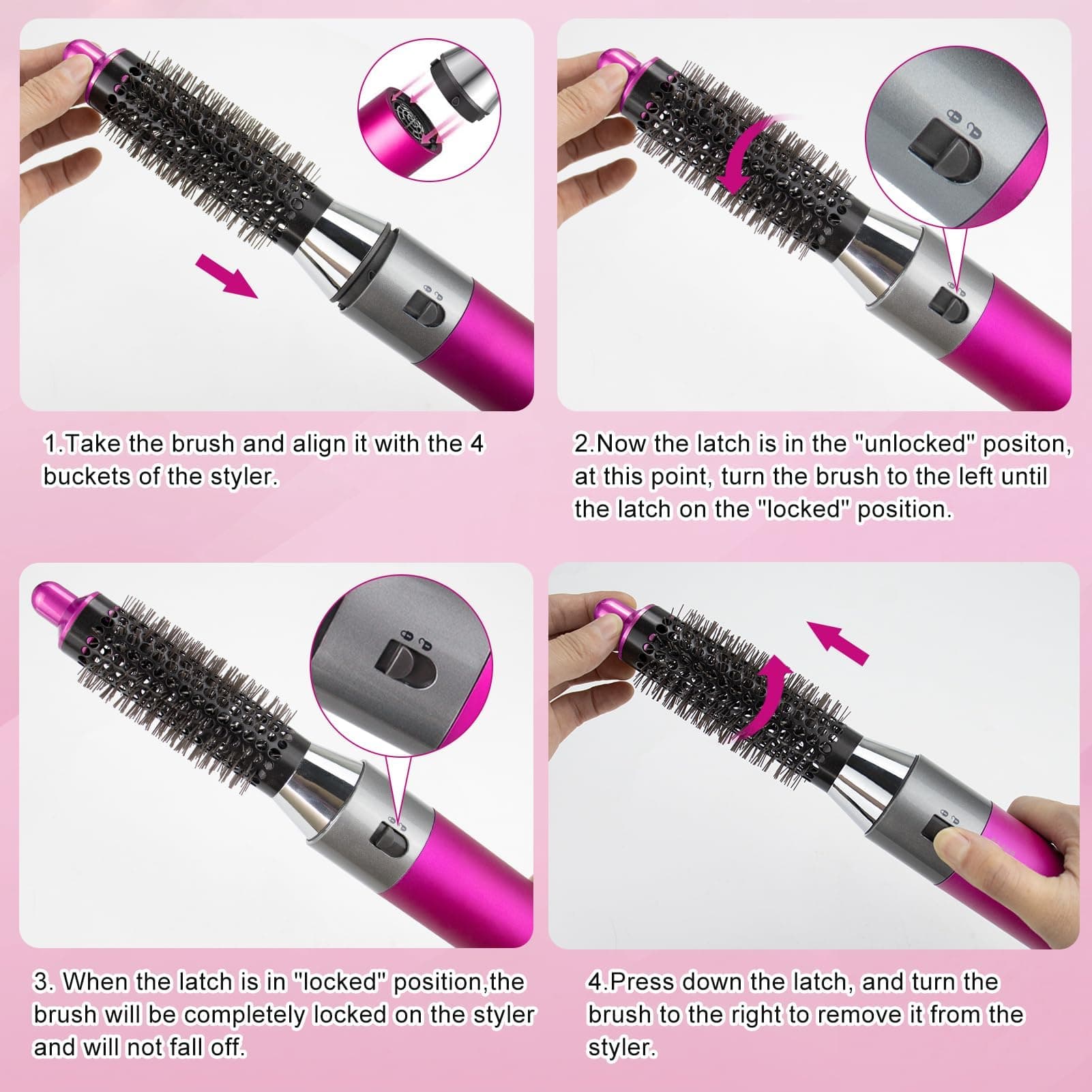 Small Round Volume Brush For Dyson Airwrap HS01 HS05 Curling Iron Accessories Styler Curling Hair Tool - Pink thumbnail 7