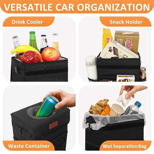 Vankor Car Trash Can Bin with Lid Hanging for Back Seat, Car Accessories for Women Men Leak Proof Automotive Garbage Cans Leakproof Vehicle Trash Can for Truck SUV Black thumbnail 6