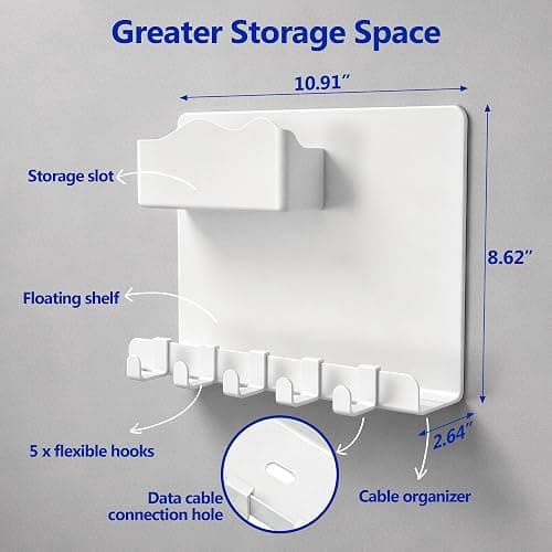 Bedside Wall Shelf for Teen Girls Dorm Room Essentials Bunk Bed Stuff | No Drill Floating Shelves with Cup Holder, Aesthetic Cute Girls Room Decor Aesthetic Stick Bedroom Accessories Organizer thumbnail 5