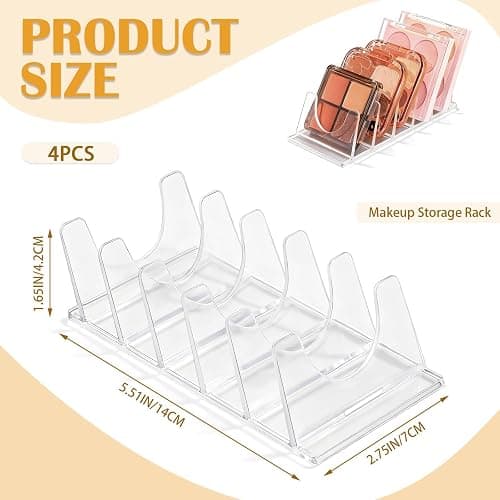 LOURCQVO Makeup Organizer, Slanted Eyeshadow Palette Organizers with 5 Slot Display Cases, Cosmetic Make Up Storage Holder Fit Cd, Vanity, Drawer, Counter, 4 Pack thumbnail 3