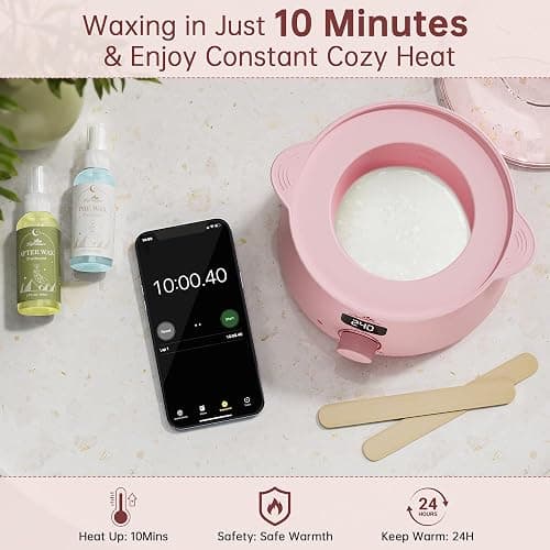 Lifestance Waxing Kit for Women & Men - Pink L3 Digital Warmer, Silicone Wax Pot Liner, Hair Removal Kit with 14.1oz Hard Wax Beads & Oil Spray, Professional for Home Brazilian Bikini Face Leg Body thumbnail 2