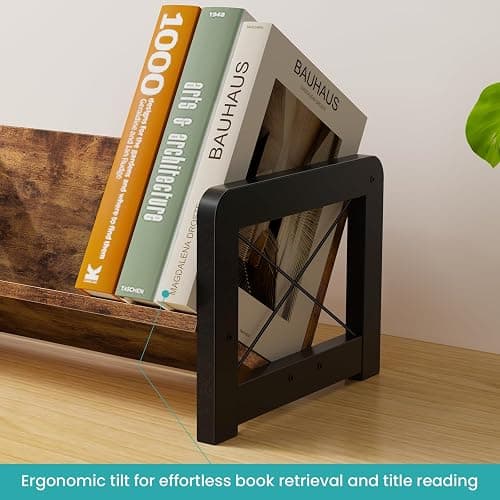 ELITEROO Desktop Bookshelf Organizer, Wood Slanted Desk Bookshelf, Small Tabletop Book Rack, Portable Mini Bookcase for Book Display, Cookbooks, Kids Reading, Office & Home Storage, Rustic Brown thumbnail 6