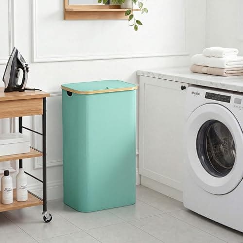 Lifewit 105L Large Laundry Basket with Lid, Removable Bags, Sage Green | Foldable Laundry Hamper with Bamboo Handles, Tall Laundry Bin, Dirty Clothes Hamper for Laundry Room, Bedroom, Bathroom, Dorm thumbnail 2