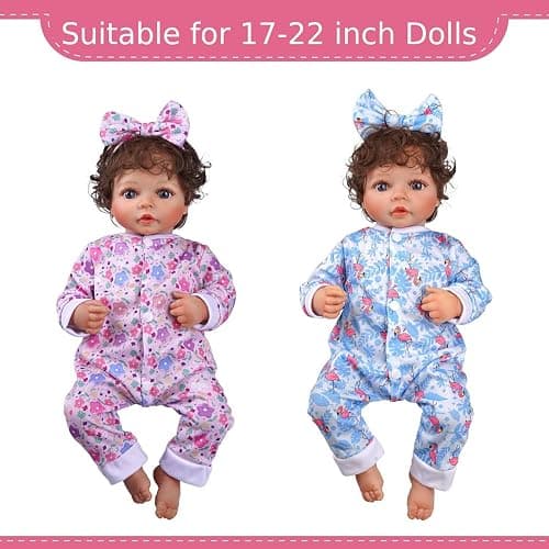 BABESIDE Reborn Baby Doll Clothes for 17-22 Inch Dolls, 5 Sets Baby Doll Clothes Outfits Accessories - Romper Suit and Headband for Newborn Baby Doll Boy&Girl Kids Gift thumbnail 4