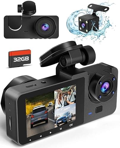 Dash Camera for Cars,4K Full UHD Car Camera Front Rear with 32GB Card,Built-in Super Night Vision,2.0'' IPS Screen,170°Wide Angle,WDR, 24H Parking Mode, Loop Recording. - Image 1