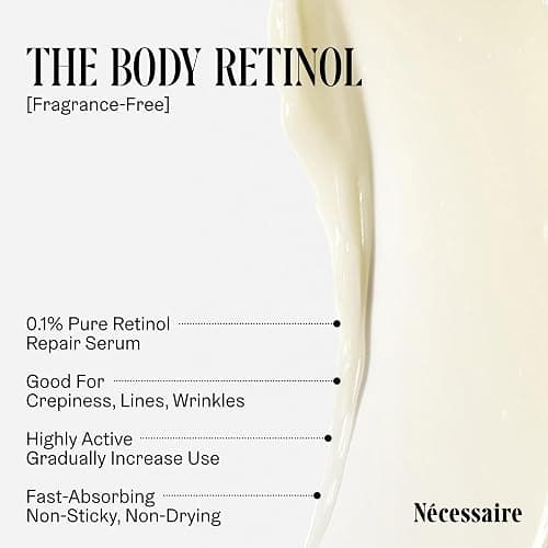 Nécessaire The Body Retinol - Firming Repair Serum + Retinol Body Lotion For Women & Men. Wrinkle + Line Prevention. 0.1% Pure + 10% AHA Crepey Skin Treatment. 5.1 oz thumbnail 4