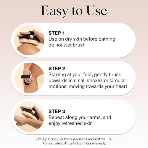 Kitsch Dry Brushing Body Brush & Body Scrub – Soft Vegan Bristles for Lymphatic Drainage, Cellulite, Dry Skin Removal & Blood Circulation – Body Exfoliator Scrubber for Glowing Skin thumbnail 7