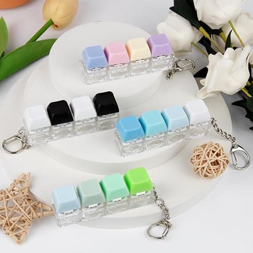 4 PCS Keyboard Fidget Toy, Keyboard Fidget Keychain 4-in-1 Keyboard Decompression Button Finger Clicker Toys, Button Stress Relief Fidget Gifts (Purple Green Blackwhite Blue) thumbnail 2