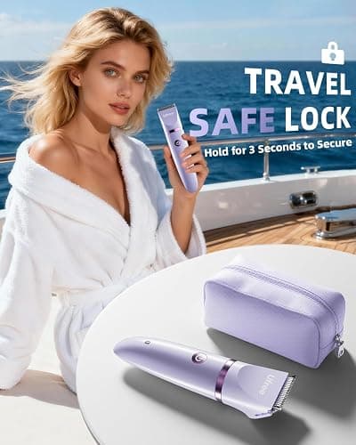 Ufree Bikini Trimmer Electric Razors for Women, Ceramic Blade Body Hair Trimmer, IPX7 Waterproof Rechargeable Lady Shaver, Personal Groomer for Legs & Pubic Hair, Gifts for Women, Purple thumbnail 7
