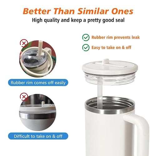 BLACKYEW 40 oz Tumbler Flip Straw Lid for Stanley Cup Accessories, 2 Pack Leak Proof Stanley Lid Replacement 40 oz for Stanley Quencher thumbnail 5