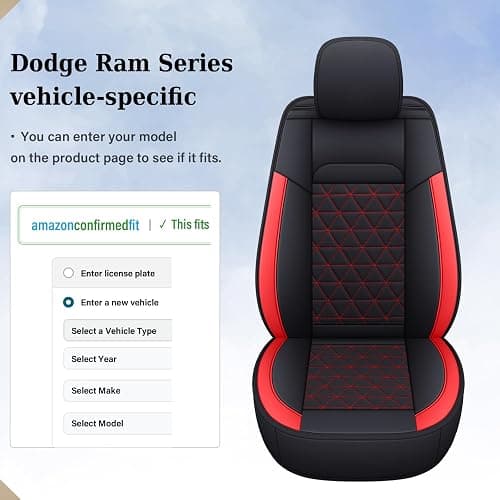 Coverado Seat Covers for Dodge Ram, Waterproof Front Car Seat Covers for Truck Compatible with 2002-2026 Dodge Ram 1500 2500 3500 Crew Double Mega Quad Cab(Red) thumbnail 8