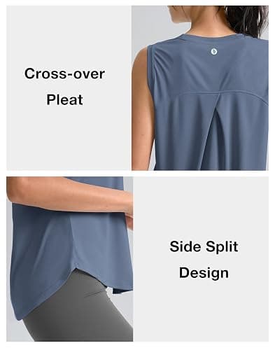 SANTINY Women's Sleeveless Workout Tops Breathable Lightweight Active Tennis Yoga Shirts Athletic Running Tank Tops for Women thumbnail 4