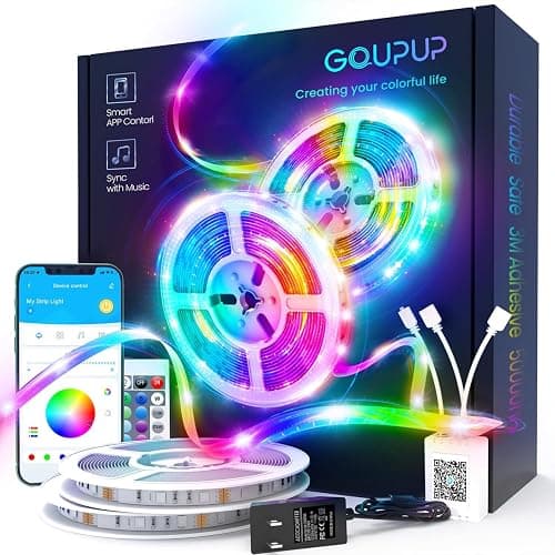 GUPUP LED Lights Strip 100 FT, LED Lights for Bedroom 100ft, RGB Rope Light for Room, Bluetooth APP Control,Color Changing Strip, Sync with Music,para Cuarto, for Bedroom Home Party Decoration - Image 1