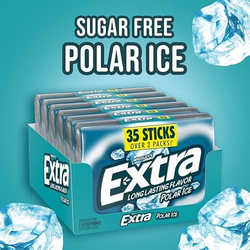 EXTRA Polar Ice Sugar Free Chewing Gum, Party Favors, Gum Packs Bulk, with Strong Mint Flavor for Freshening Breath, 35 Ct (6 Pack) Individually Wrapped Packs for Long Lasting Freshness thumbnail 3