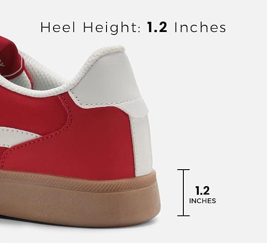 LUCKY STEP Women's Retro Fashion Sneakers Classic Casual Walking Shoes Non Slip Comfort Skate Shoes - 8 - Red thumbnail 2