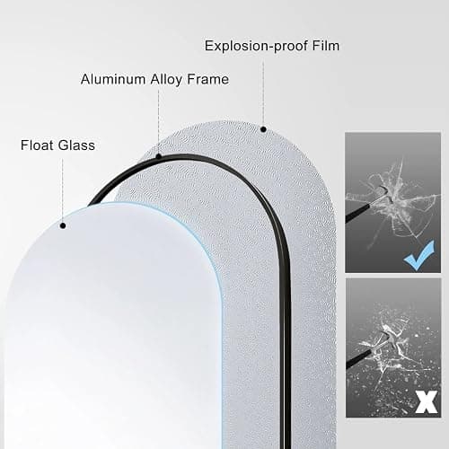 Jcgly Wall Mount Corner Mirror, Oval Bathroom Pivot Mirror, Wall Mirror with Extendable Arm and Metal Frame, Rotating Tilting Mirror, Vertical & Horizontal(White,16" x 32") thumbnail 7