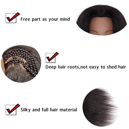 JMHAIR Mannequins Head 16" 100% Real Hair For Manual Braiding Styling Practice Hairdresser School Manikin Head Curling Dyeing Hairdresser Cosmetology Doll Head Training Head- Female Black thumbnail 3