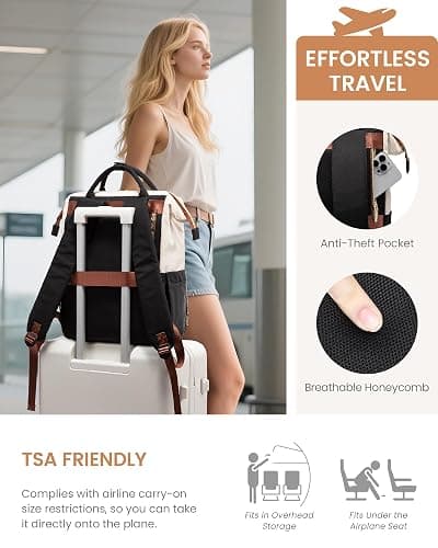 LOVEVOOK Puffer Backpack Purse for Women with 17 Inch Laptop Pocket, Nurse Teacher Work Bags for Gifts, Personal Item Travel Bag for College School, Cute Student Bookbag for Teen Girls Waterproof thumbnail 5