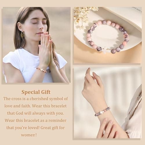 Christian Christmas Gifts for Women, Religious Cross Bracelet Gifts for Women/Daughter/Friend/Sister/Grandma/Granddaughter/Godmother/Her, Inspirational Birthday Faith Based Jewelry Stocking Stuffers Gifts thumbnail 7