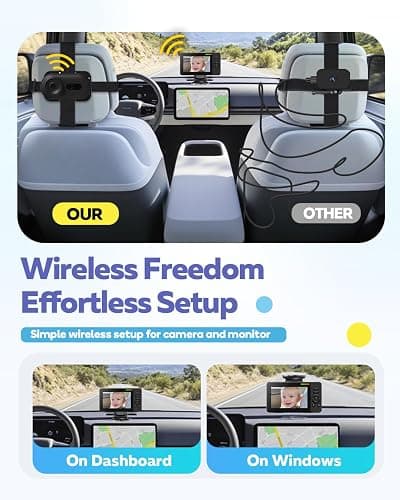 Elzeeo Wireless Baby Car Camera with 1080P Advanced Night Vision and 32H Battery, No Wi-Fi Needed Easy Setup Car Baby Monitor with Video Recording Adjustable Angle, Newborns Travel Essentials Gifts thumbnail 4