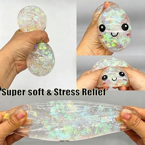 Met-edianger Glitter Dumpling Toy with Steamer Box, Funny Squeeze Dough Stress Ball, Realistic Steamed Bun Fidget Sensory Toy for Desk Anxiety Relief Calming Travel Accessory Gift thumbnail 7