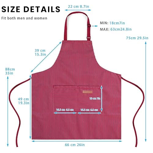 BeLuyi 2 Pack Adjustable Bib Apron with 2 Pockets Chef Cooking Kitchen Restaurant Aprons for Women Men thumbnail 3