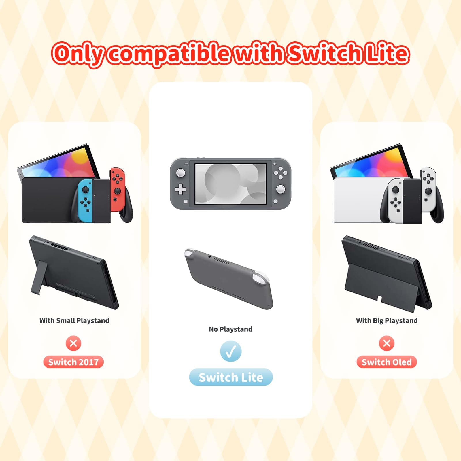Protective Case for Switch Lite, Soft Silicone Protective Case, Scratch-resistant Cover for Switch Lite incl. 2 Control Tips - HLK Off White thumbnail 2