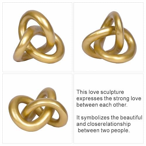 PUHOZN Geometric Round Sculpture Gold Knot Statue Decor Modern Tabletop Sculpture and Figurines Round Decorative Ornaments Knick Knacks Home Decor for Shelves Coffee Table Bookshelf Decoration Gifts thumbnail 4