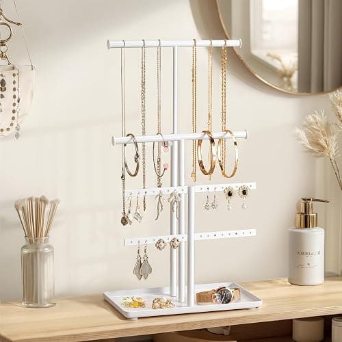 Josmimic Jewelry Holder Organizer Necklace Display: Metal Aesthetic Room Decor Tree Stand for Bracelet Hanger and Earrings Storage thumbnail 6