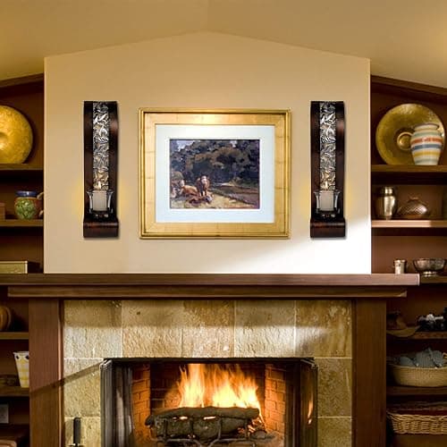 Shelving Solution Wall Sconce 14.4 x 3.5 Inch, with Tea Light Candle Holder Antique Bronze Style Metal Wall Art Decorations for Living Room, Bathroom, Dining Room and Office, Set of 2 thumbnail 2