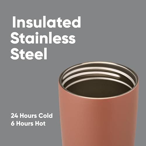 Owala SmoothSip Slider Insulated Stainless Steel Coffee Tumbler, Reusable Iced Coffee Cup, Hot Coffee Travel Mug, BPA Free 20 oz, Cozy Cocoa thumbnail 4