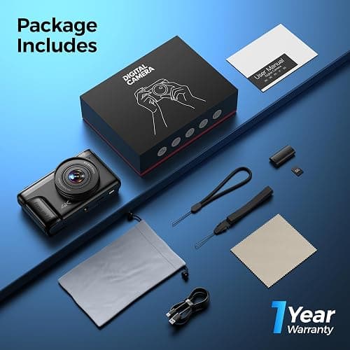 4K Digital Camera Photography for Vlogging: 64MP Compact Cameras with Flip Screen 16X Zoom - Gift for Beginners/Enfant/Teen - Vintage Appareil Photo Video Cam Black for Boys Girls thumbnail 7